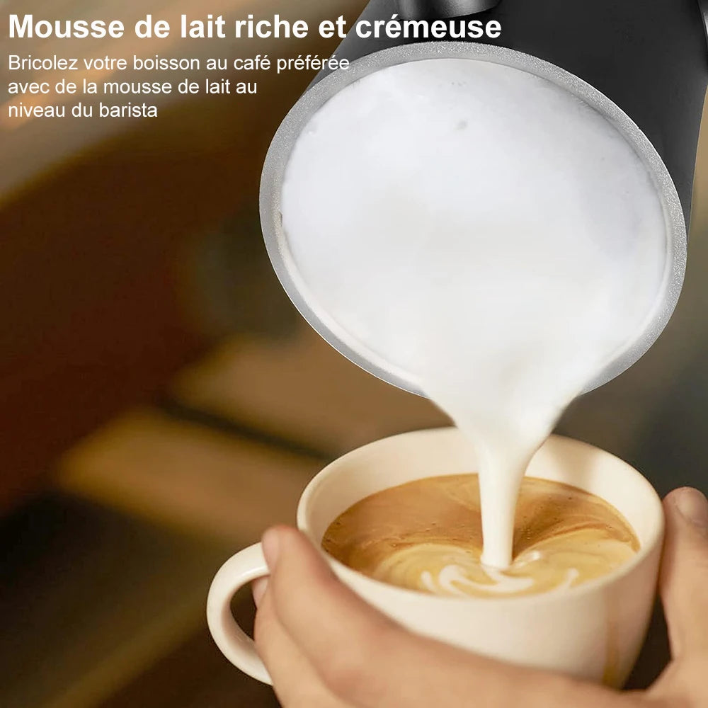 Mousseur à Lait Électrique 4-en-1 – Mousse Chaude & Froide | Pour Cappuccino, Latte & Chocolat Chaud