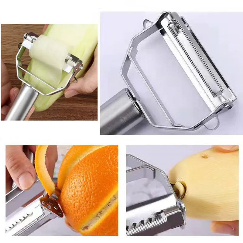 Éplucheur cuisine 3-en-1 en acier inoxydable | Résistant & précis