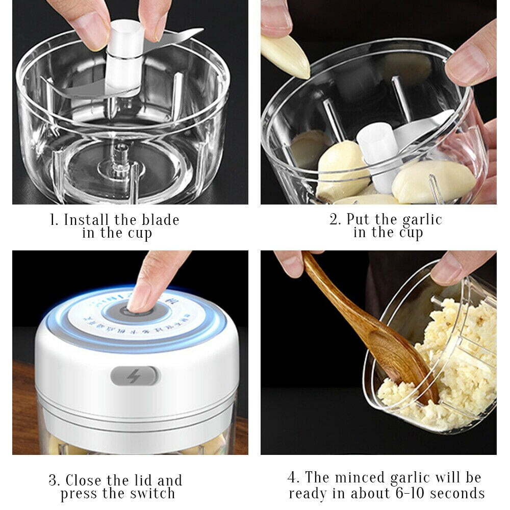 Hachoir électrique USB multifonction | Compact, rechargeable et silencieux pour Ail, légumes, viandes