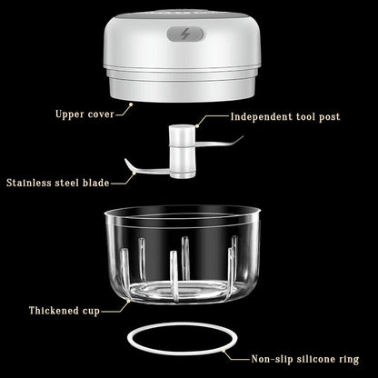 Hachoir électrique USB multifonction | Compact, rechargeable et silencieux pour Ail, légumes, viandes