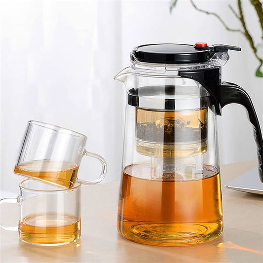 Théière en Verre Résistante à la Chaleur – Filtrage Instantané | Séparation Eau/Thé
