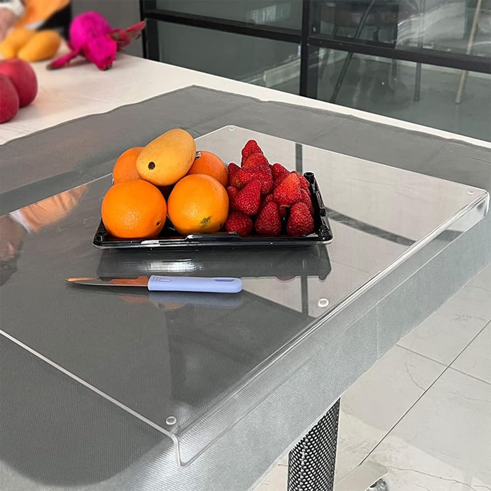 Planche à Découper Transparente en Acrylique | Antidérapante avec Rebord – Protection Élégante pour Plan de Travail