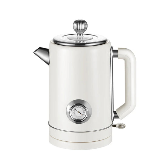 Bouilloire Électrique Vintage 220V en Acier Inoxydable – Chauffe Rapide avec Thermomètre Intégré