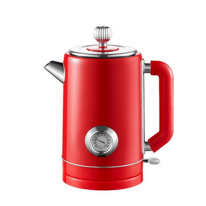Bouilloire Électrique Vintage 220V en Acier Inoxydable – Chauffe Rapide avec Thermomètre Intégré