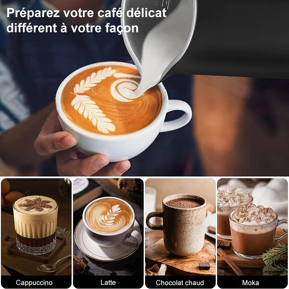 Mousseur à Lait Électrique 4-en-1 – Mousse Chaude & Froide | Pour Cappuccino, Latte & Chocolat Chaud