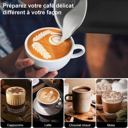 Mousseur à Lait Électrique 4-en-1 – Mousse Chaude & Froide | Pour Cappuccino, Latte & Chocolat Chaud
