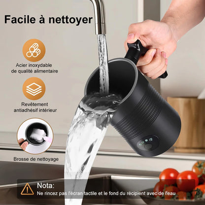Mousseur à Lait Électrique 4-en-1 – Mousse Chaude & Froide | Pour Cappuccino, Latte & Chocolat Chaud