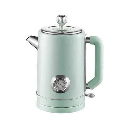 Bouilloire Électrique Vintage 220V en Acier Inoxydable – Chauffe Rapide avec Thermomètre Intégré