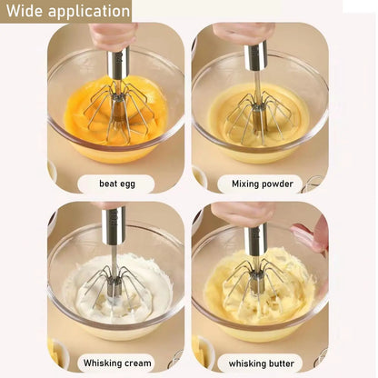 Fouet semi-automatique en acier inox | Pour œufs, crème & sauces aérées