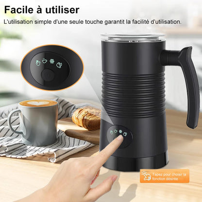 Mousseur à Lait Électrique 4-en-1 – Mousse Chaude & Froide | Pour Cappuccino, Latte & Chocolat Chaud