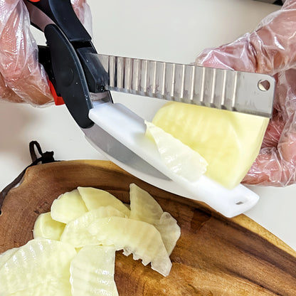 Ciseaux de Cuisine Premium 2-en-1 avec Planche à Découper Intégrée | Coupe Facile & Précise – Aiguiseur Inclus