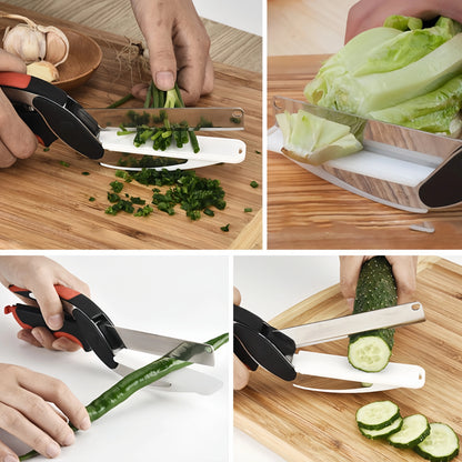 Ciseaux de Cuisine Premium 2-en-1 avec Planche à Découper Intégrée | Coupe Facile & Précise – Aiguiseur Inclus