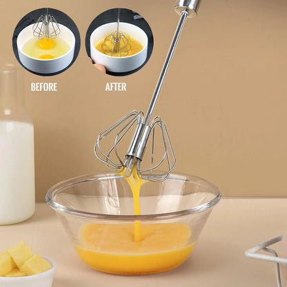 Fouet semi-automatique en acier inox | Pour œufs, crème & sauces aérées